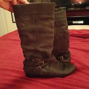 Grey Steve Madden mid calf boots
